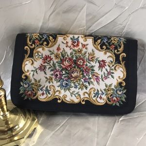 Vintage Walborg Floral Tapestry Clutch